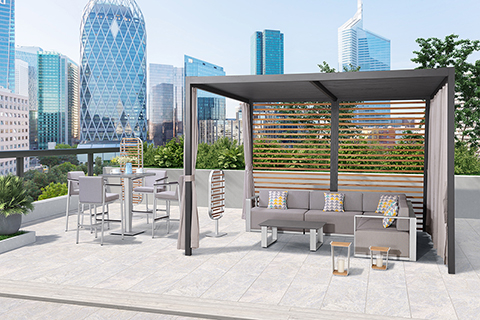 Modern Industrial Stytle Aluminum Outdoor Smokeless Fire Pit Pergola Garden For Hotel Patio